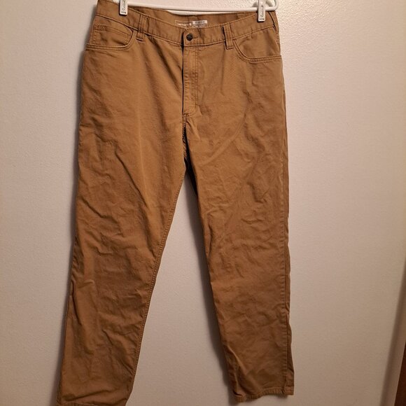 Carhartt Carpenter Canvas Work Pants Relaxed Fit Khaki Men's Size 38x36 - Picture 2 of 6